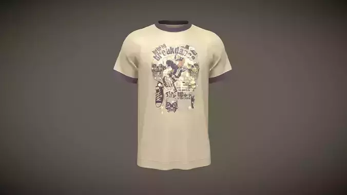 T-Shirt BREAK DANCE In Low Poly Low-poly 3D model