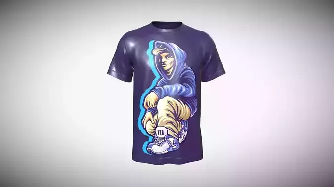 T-shirt Fashioned Guy-Metaverse In Low Poly