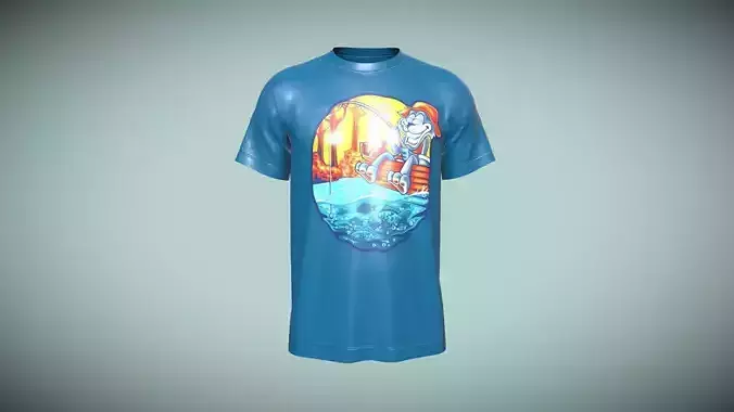 T-shirt Fishing Cat-Metaverse In Low Poly