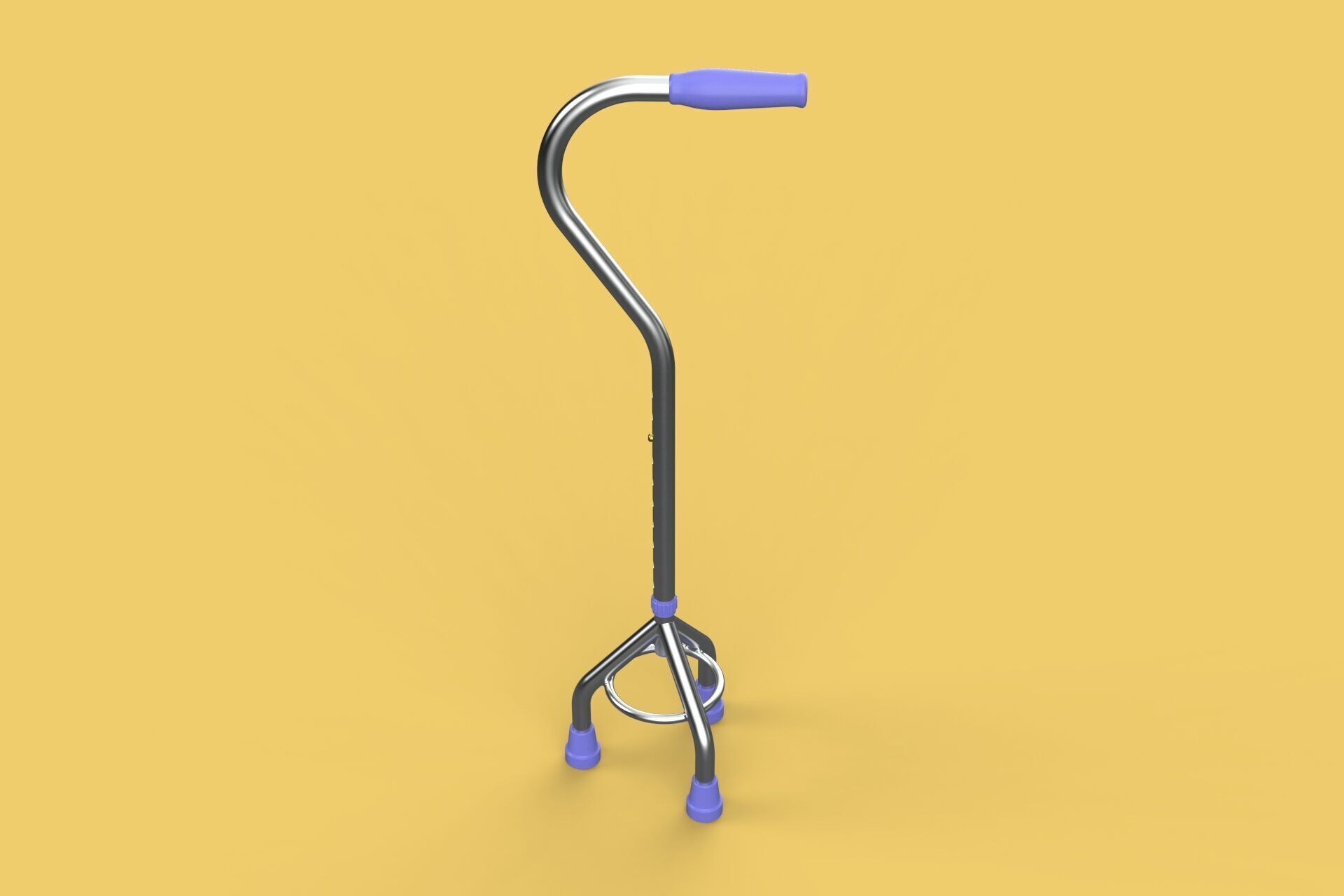 STANDARD TRIPOD WALKING CANE AID ELDERLY STICK POLE GAIT 3 LEG 3D model_23