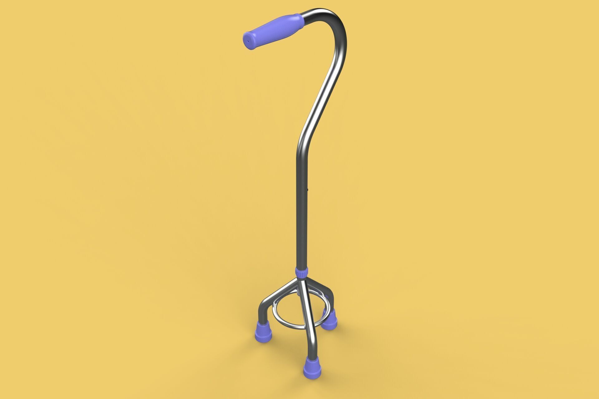 STANDARD TRIPOD WALKING CANE AID ELDERLY STICK POLE GAIT 3 LEG 3D model_9