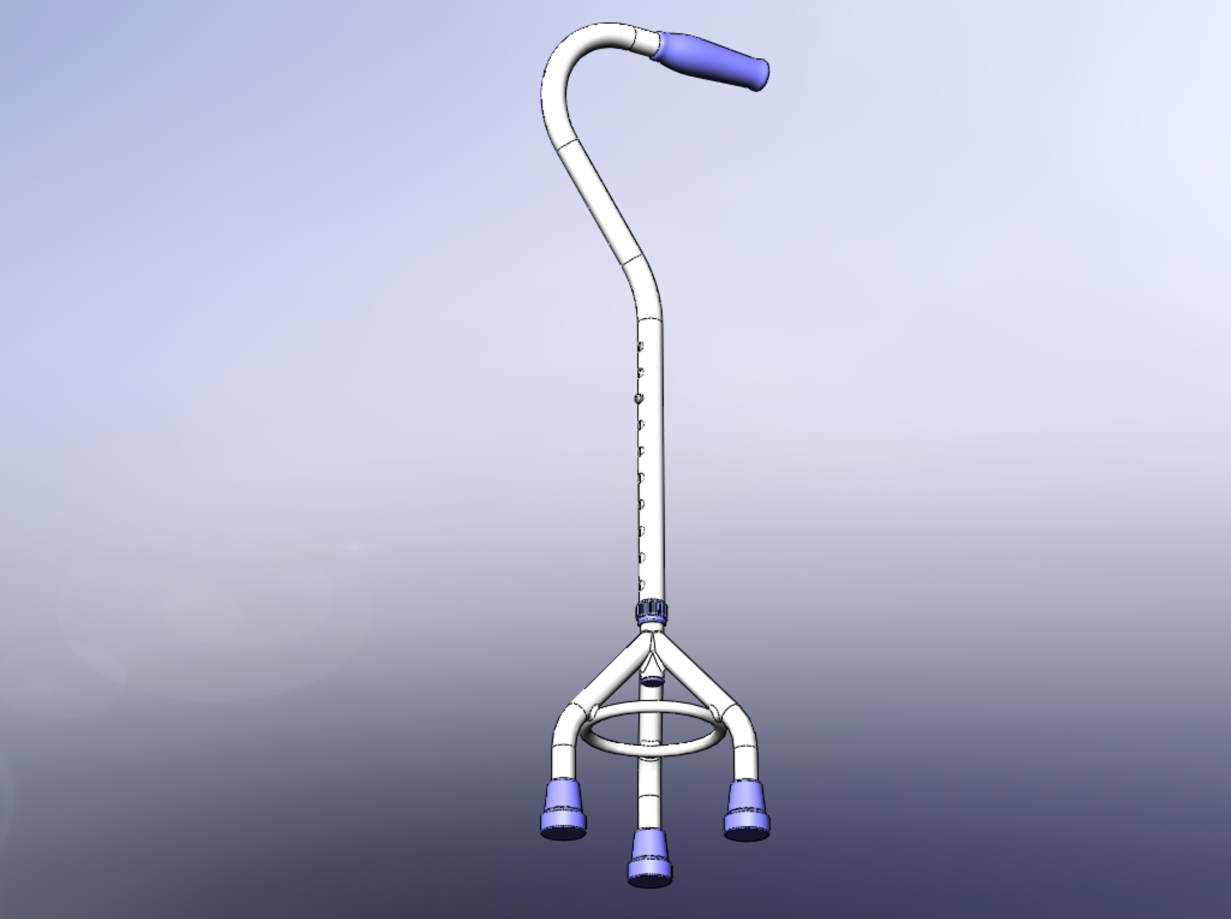 STANDARD TRIPOD WALKING CANE AID ELDERLY STICK POLE GAIT 3 LEG 3D model_27