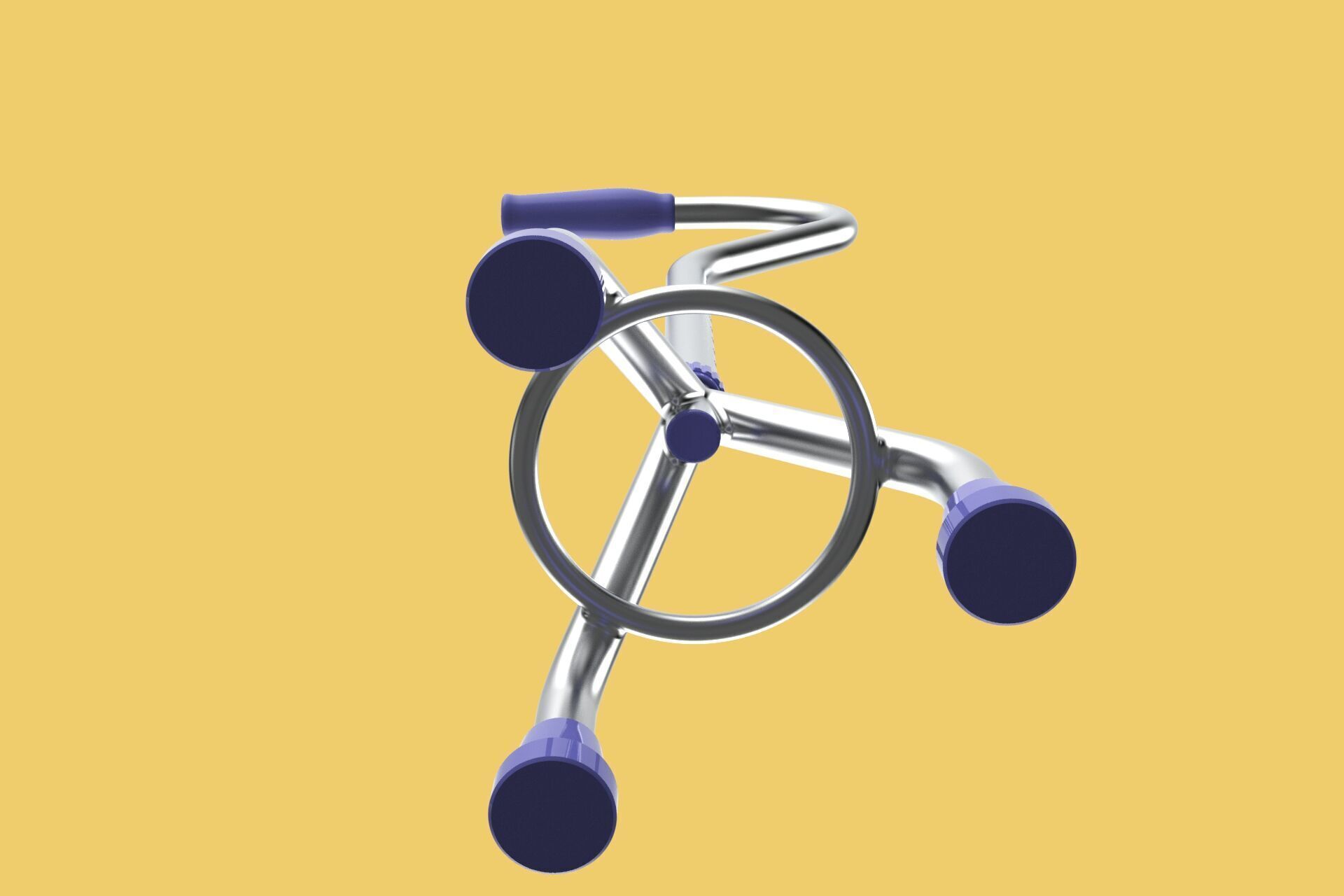 STANDARD TRIPOD WALKING CANE AID ELDERLY STICK POLE GAIT 3 LEG 3D model_8