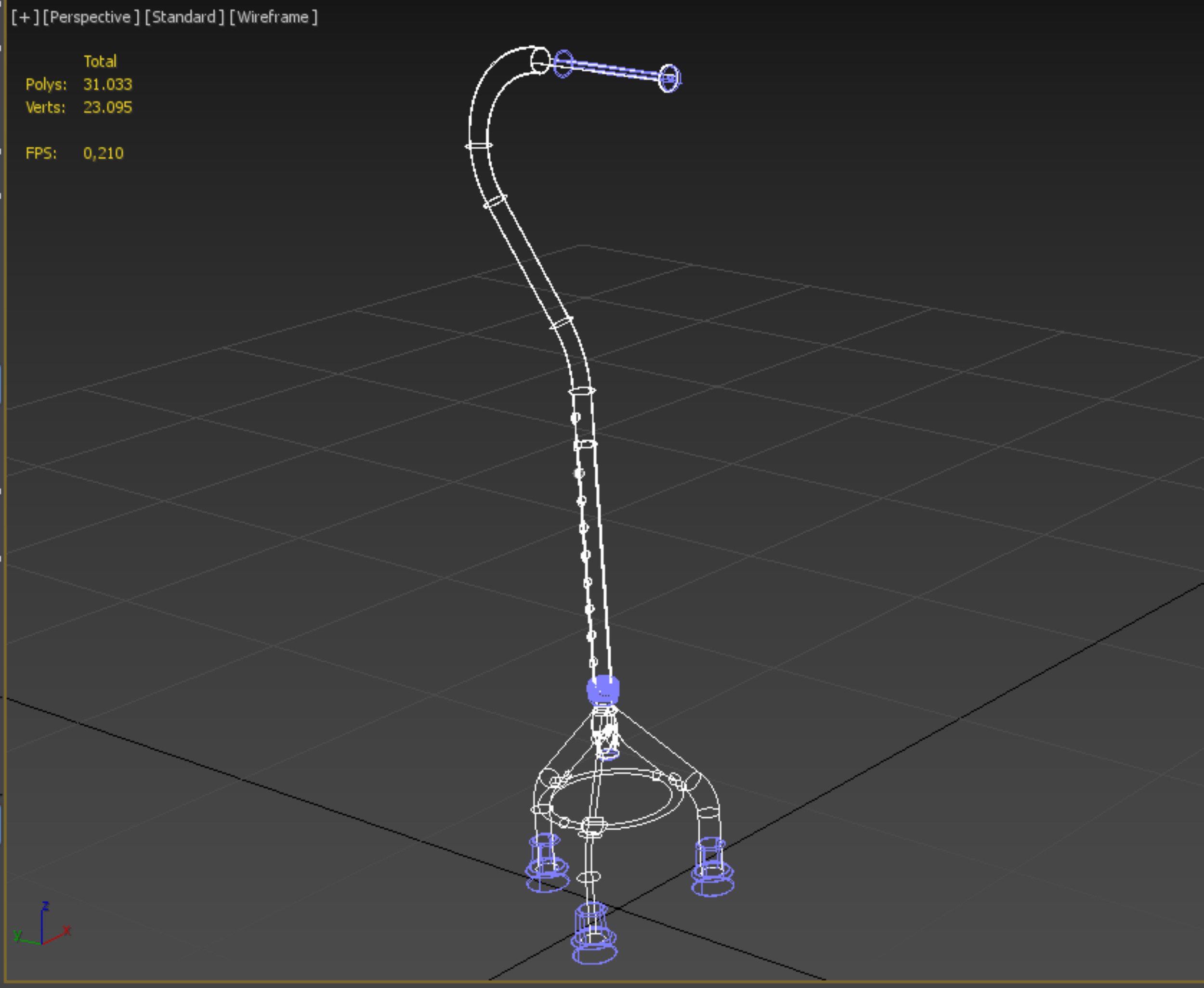 STANDARD TRIPOD WALKING CANE AID ELDERLY STICK POLE GAIT 3 LEG 3D model_26