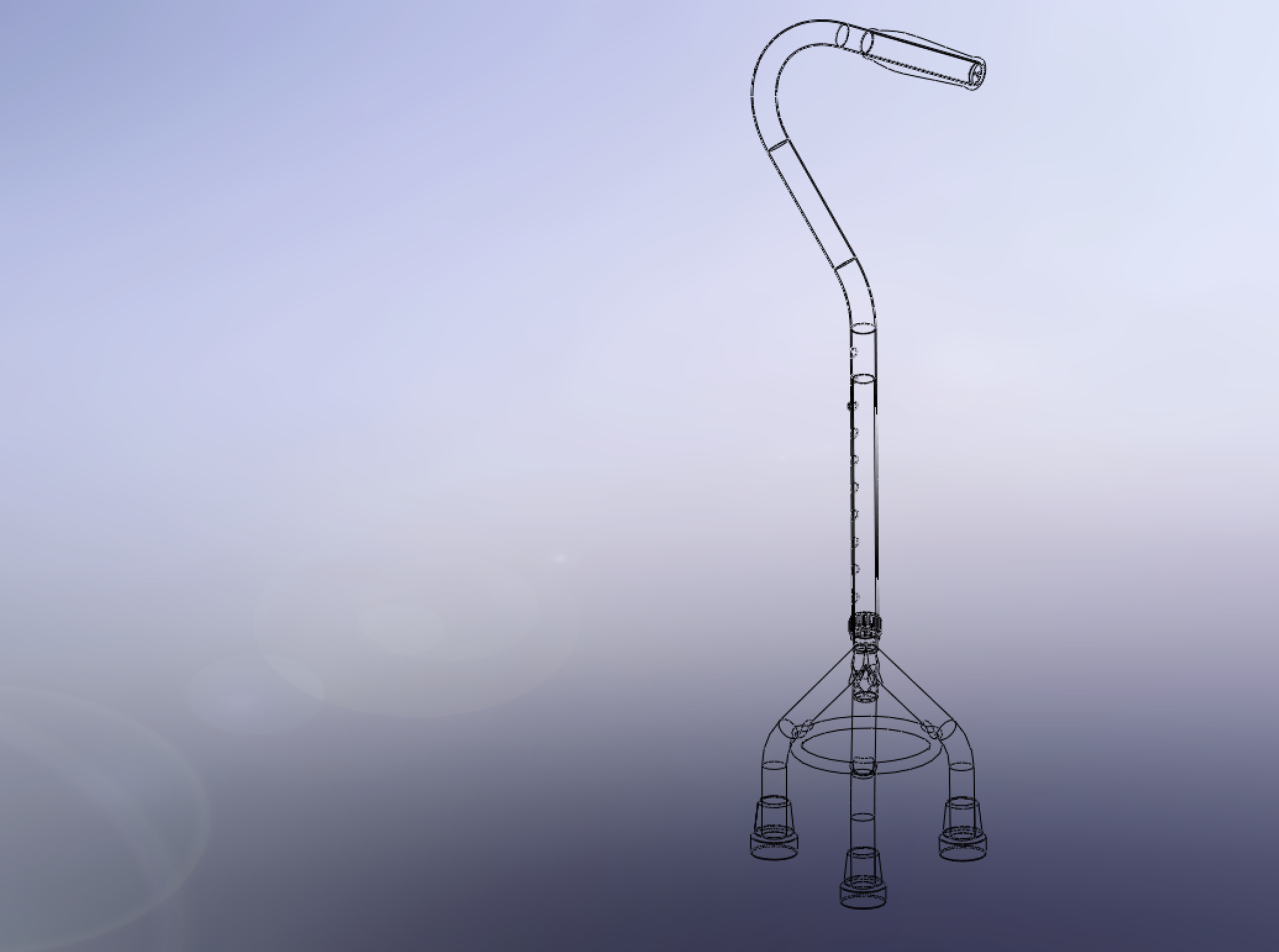 STANDARD TRIPOD WALKING CANE AID ELDERLY STICK POLE GAIT 3 LEG 3D model_28