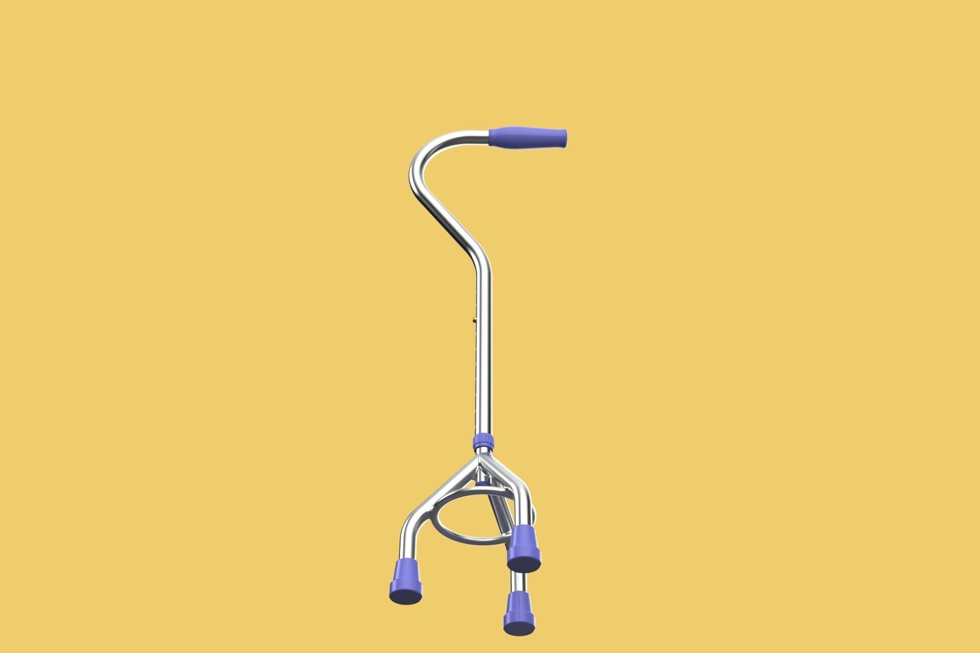 STANDARD TRIPOD WALKING CANE AID ELDERLY STICK POLE GAIT 3 LEG 3D model_22