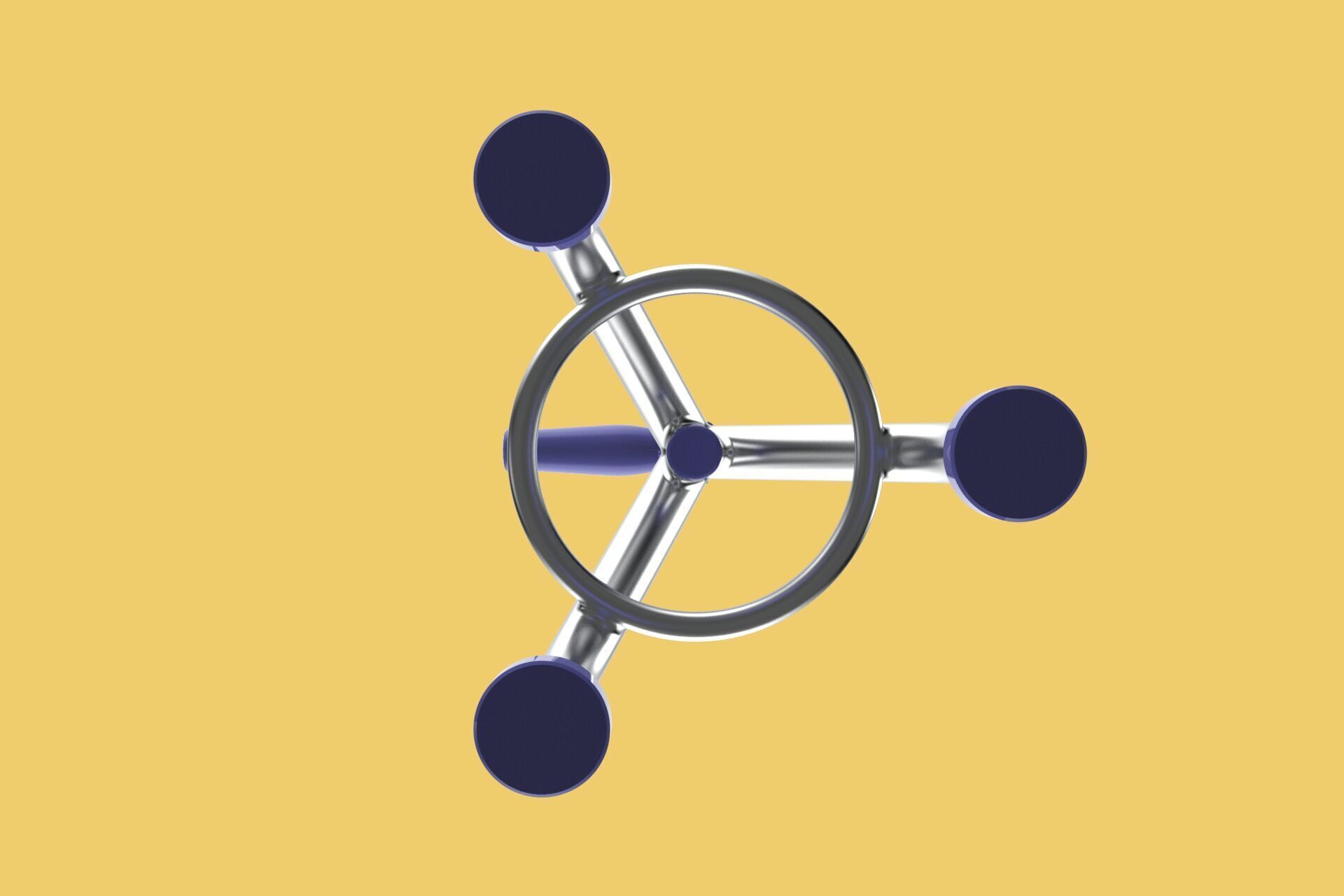 STANDARD TRIPOD WALKING CANE AID ELDERLY STICK POLE GAIT 3 LEG 3D model_7