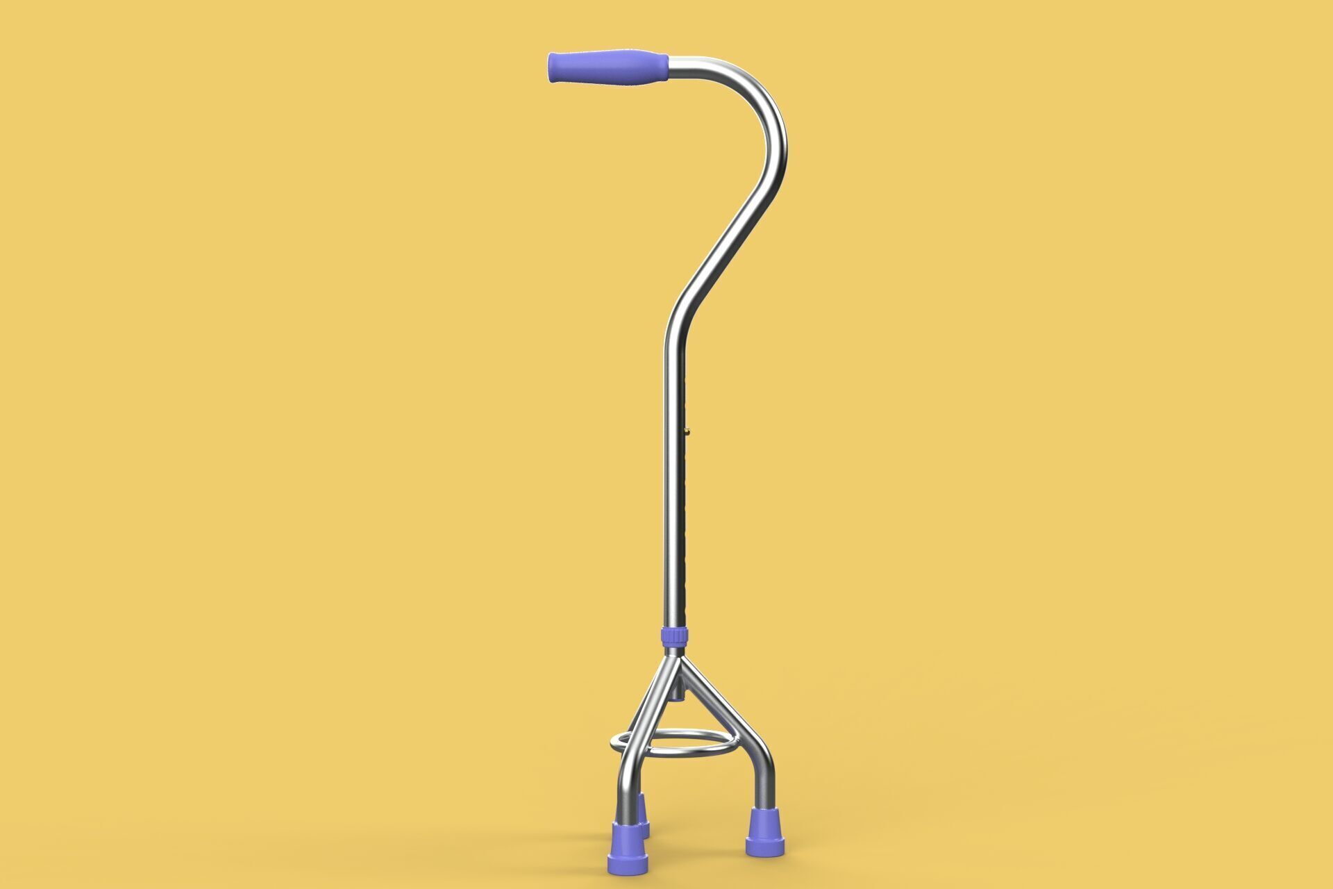 STANDARD TRIPOD WALKING CANE AID ELDERLY STICK POLE GAIT 3 LEG 3D model_11