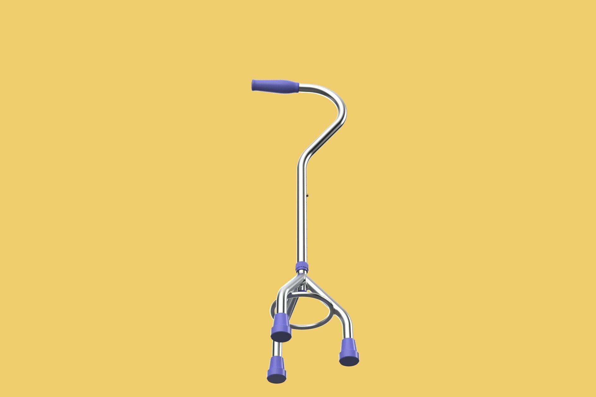STANDARD TRIPOD WALKING CANE AID ELDERLY STICK POLE GAIT 3 LEG 3D model_19