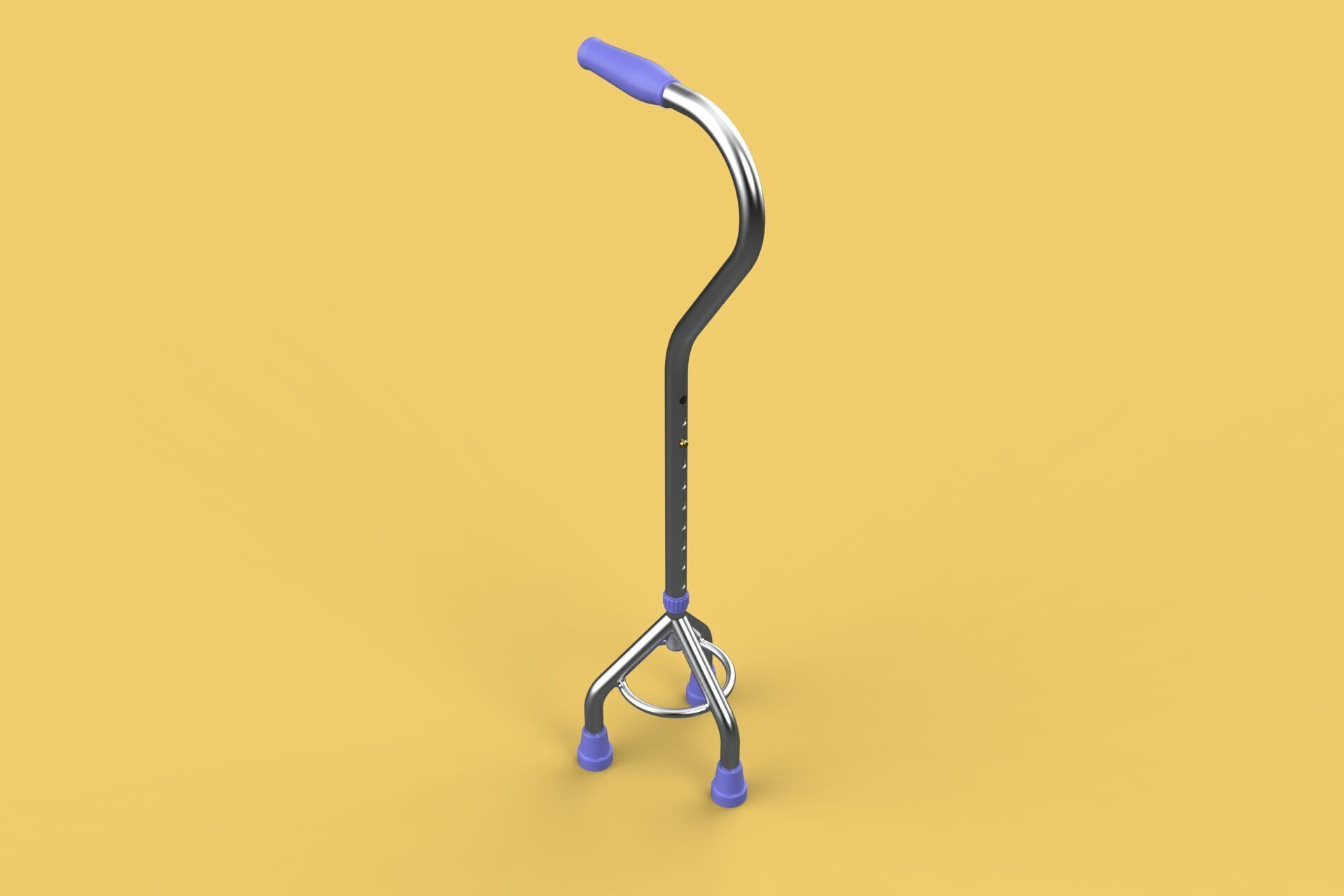 STANDARD TRIPOD WALKING CANE AID ELDERLY STICK POLE GAIT 3 LEG 3D model_10