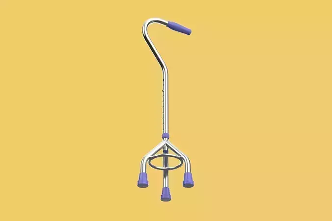 STANDARD TRIPOD WALKING CANE AID ELDERLY STICK POLE GAIT 3 LEG 3D model