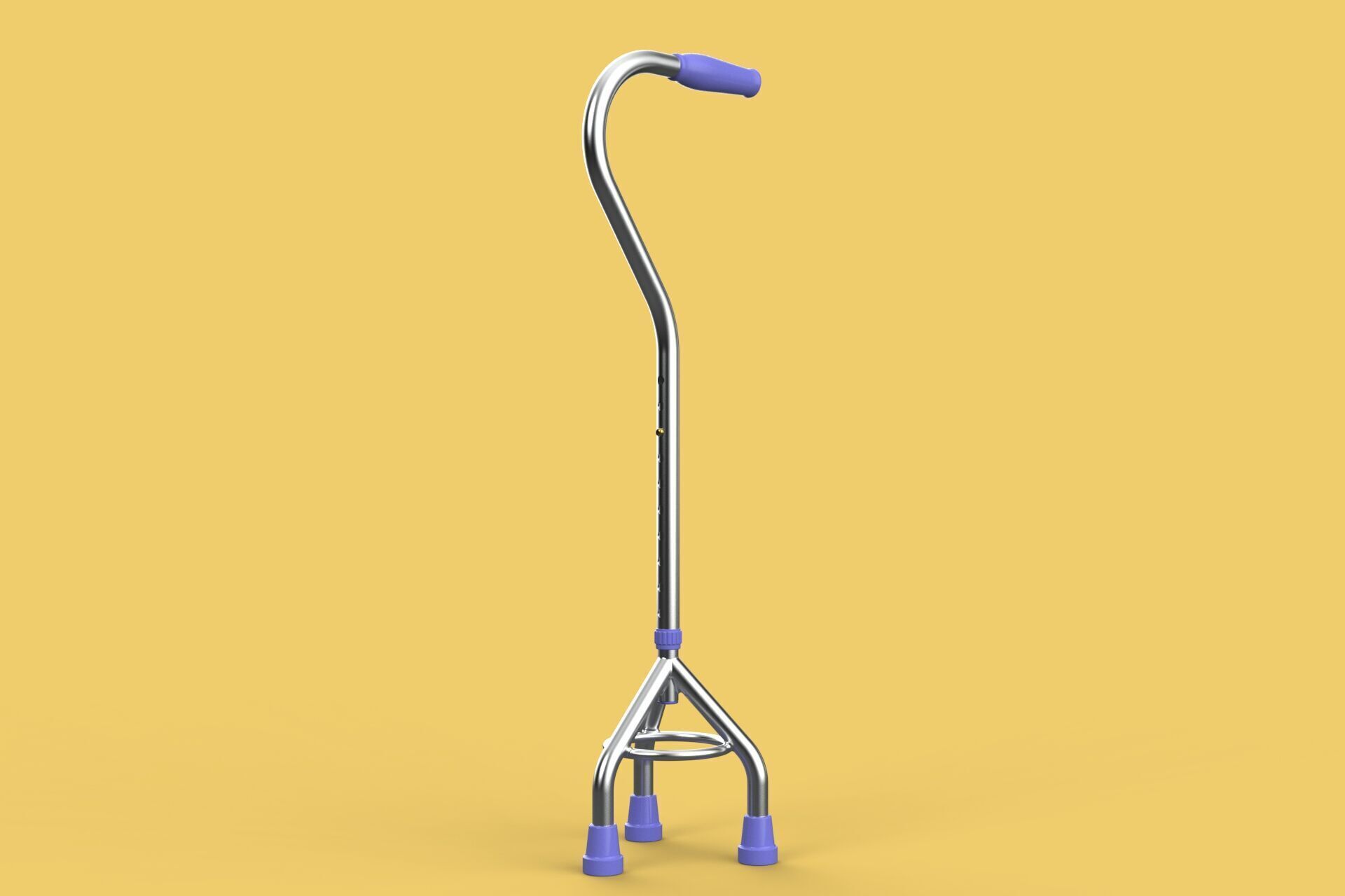 STANDARD TRIPOD WALKING CANE AID ELDERLY STICK POLE GAIT 3 LEG 3D model_12