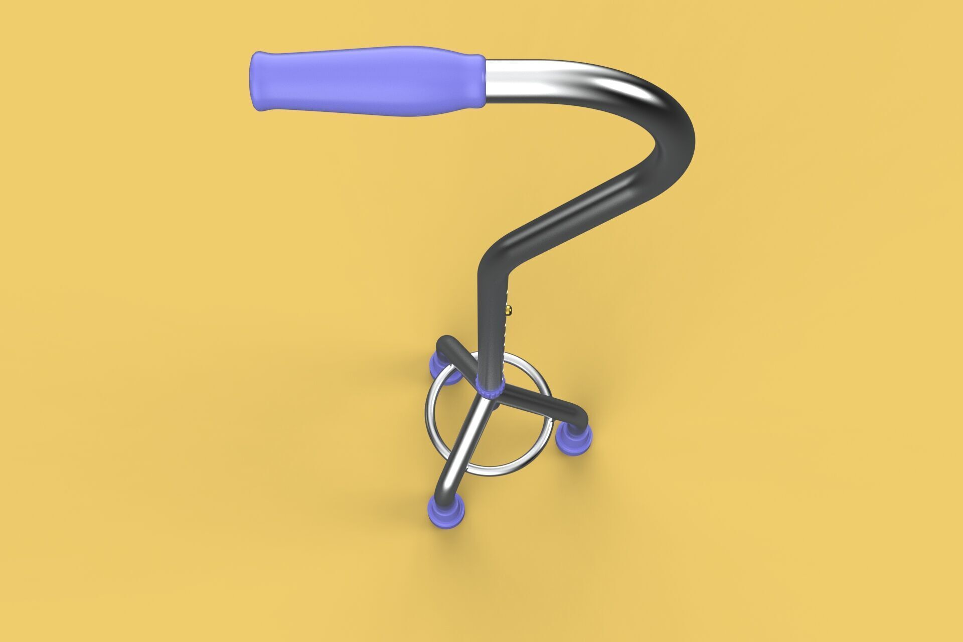 STANDARD TRIPOD WALKING CANE AID ELDERLY STICK POLE GAIT 3 LEG 3D model_6