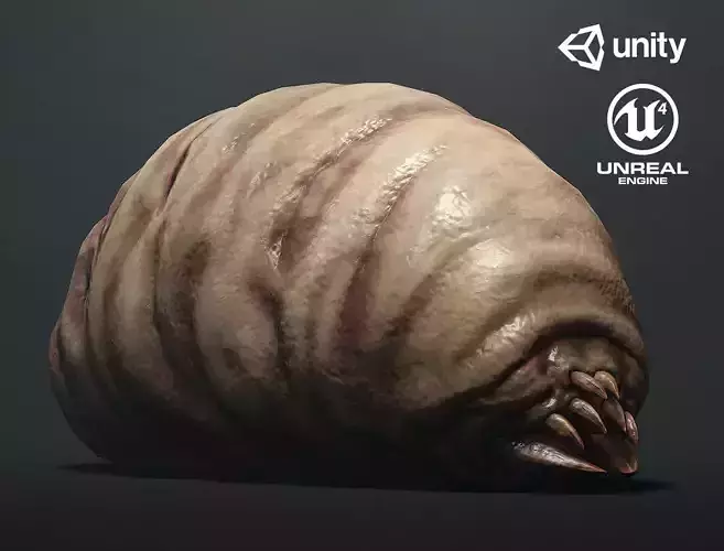 Land Larva1 - Game Ready Low-poly 3D model