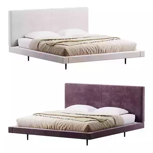 Rectangular Sand Genuine Leather and Sponge Solid Color Bed