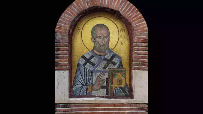 Mosaic Orthodox Icon Grandfather Priest Monk Cultural Art Low-poly 3D model
