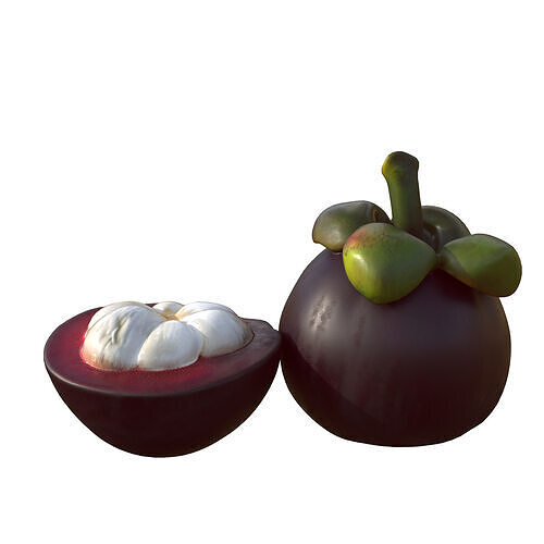Mangosteen Low-poly 3D model 5