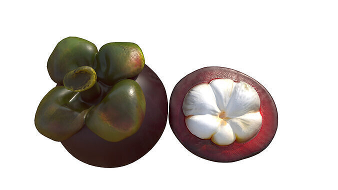 Mangosteen Low-poly 3D model 7