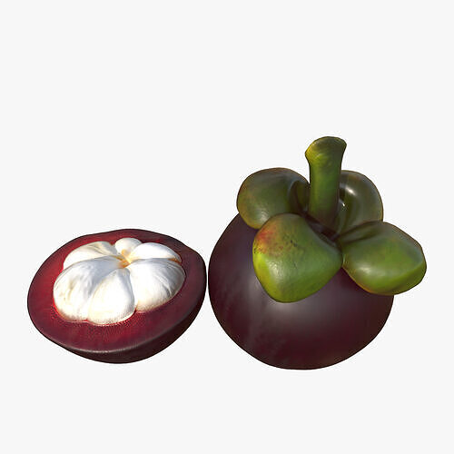 Mangosteen Low-poly 3D model 3
