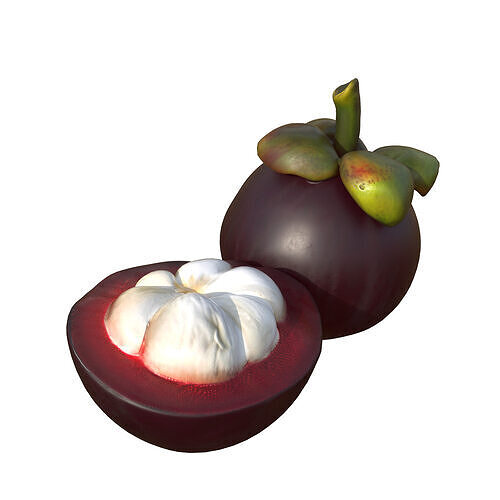 Mangosteen Low-poly 3D model 4