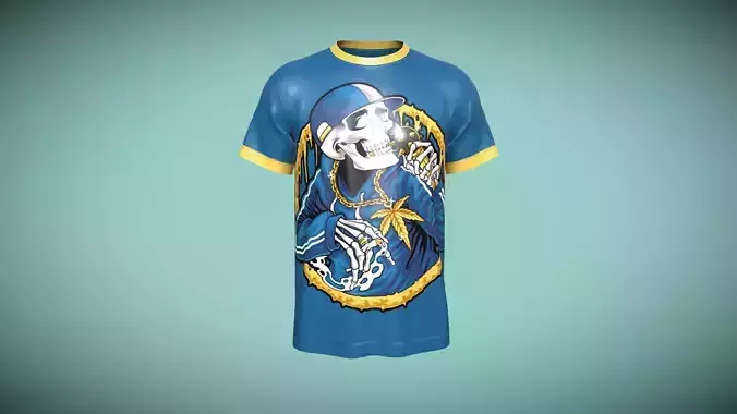 T-Shirt Rap Skull In Low Poly