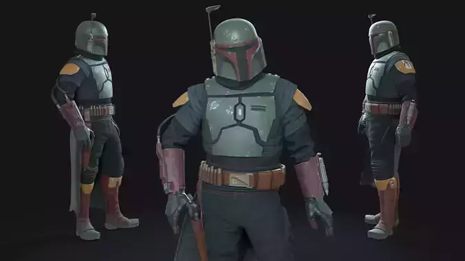 Boba Fett Animation-Ready Bounty Hunter Low-poly 3D model