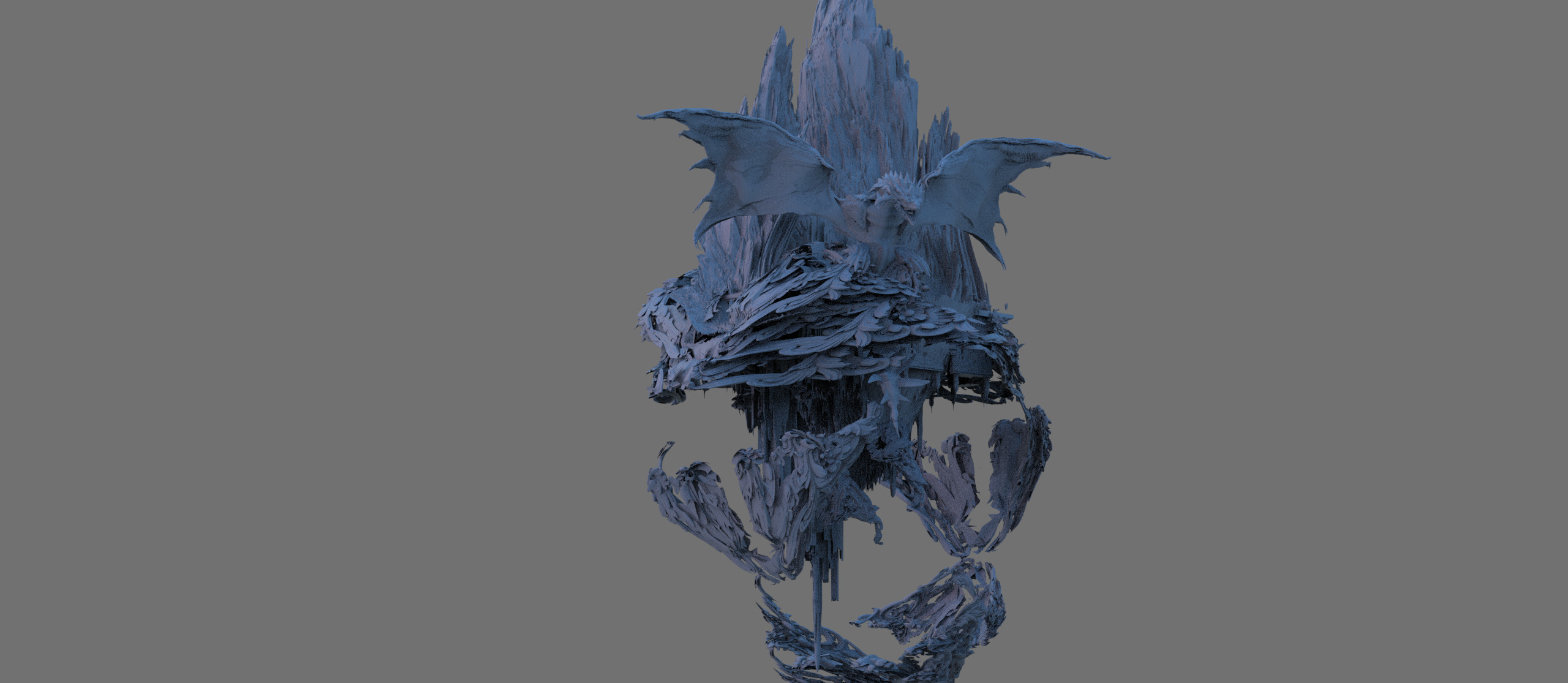 Dark mountain cliffs 3D model_1