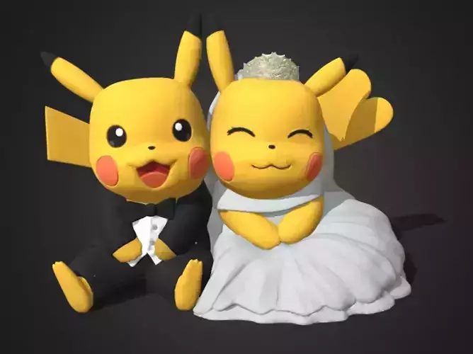 A Pair of Wedding Pikachu 3D Model  3D print model