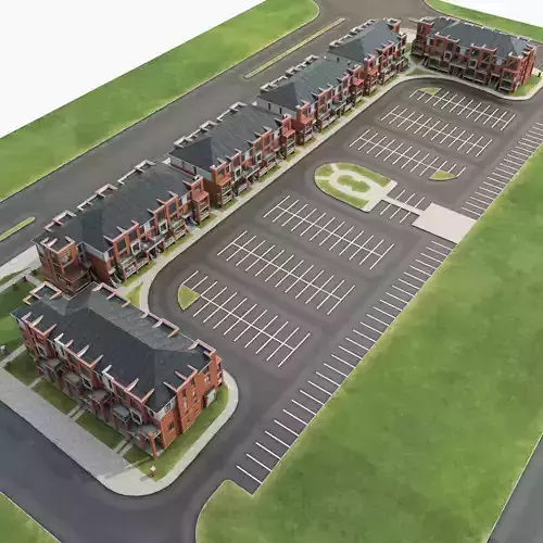Apartment Complex Low-poly 3D model