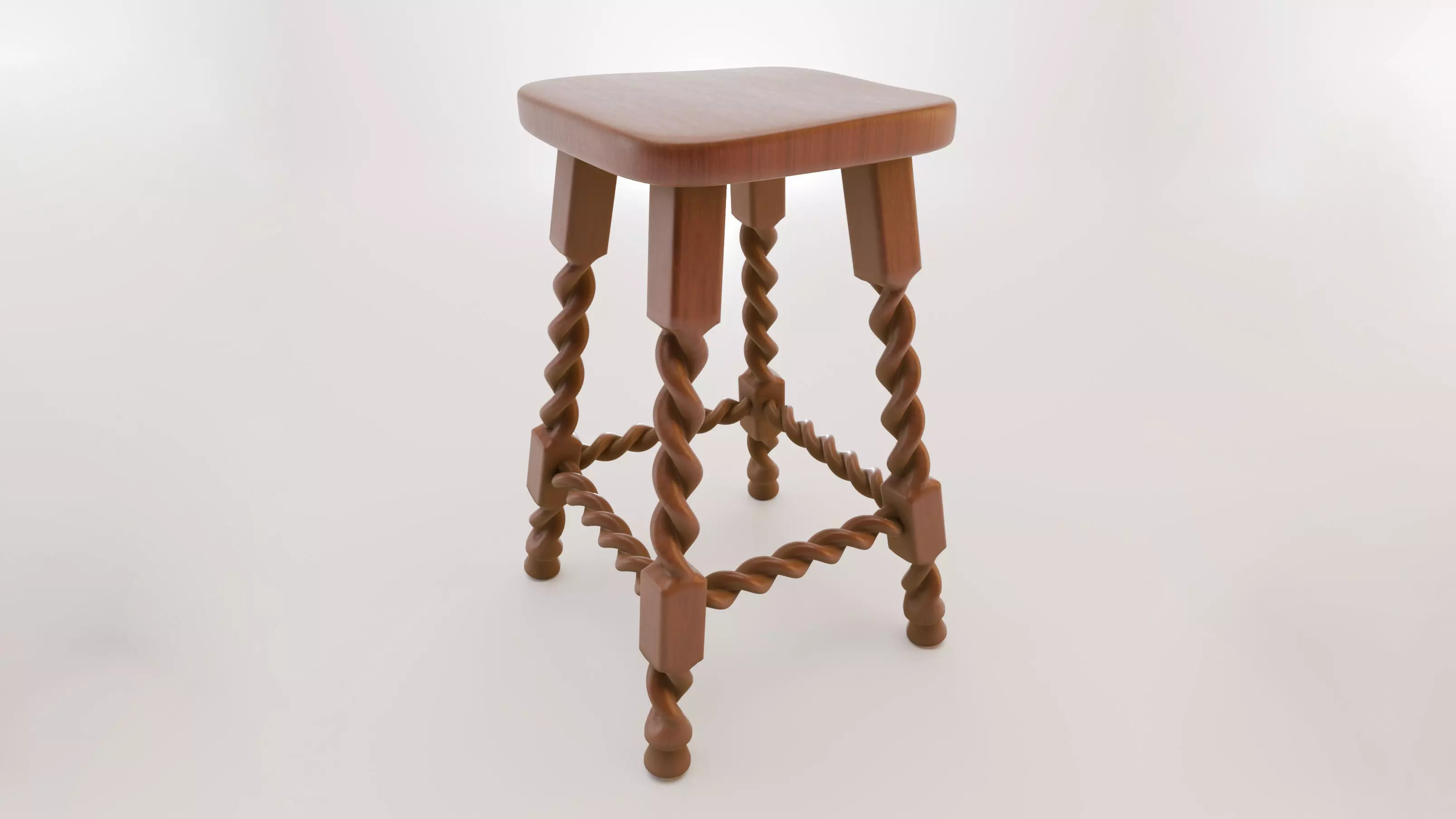 Twisted wooden chair for witchcraft 3D model