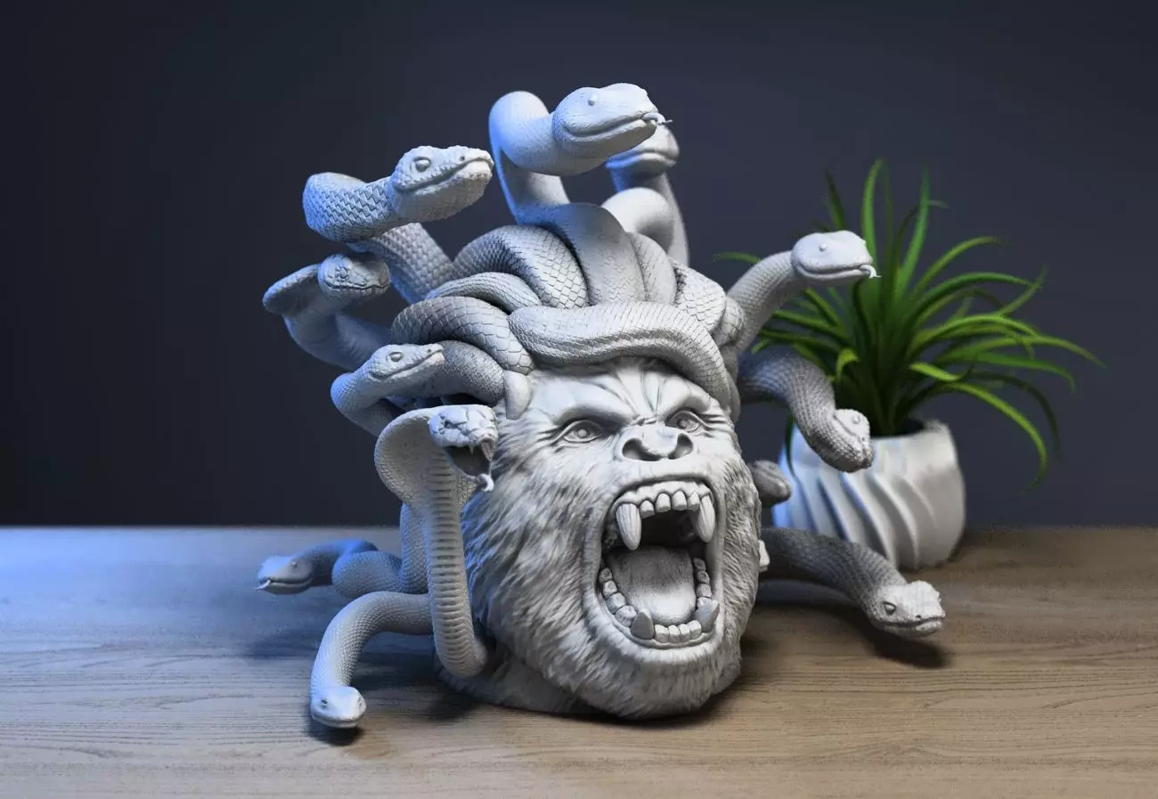 Medusa Gorilla bust Cyborg medusa gorilla bust 3D print model