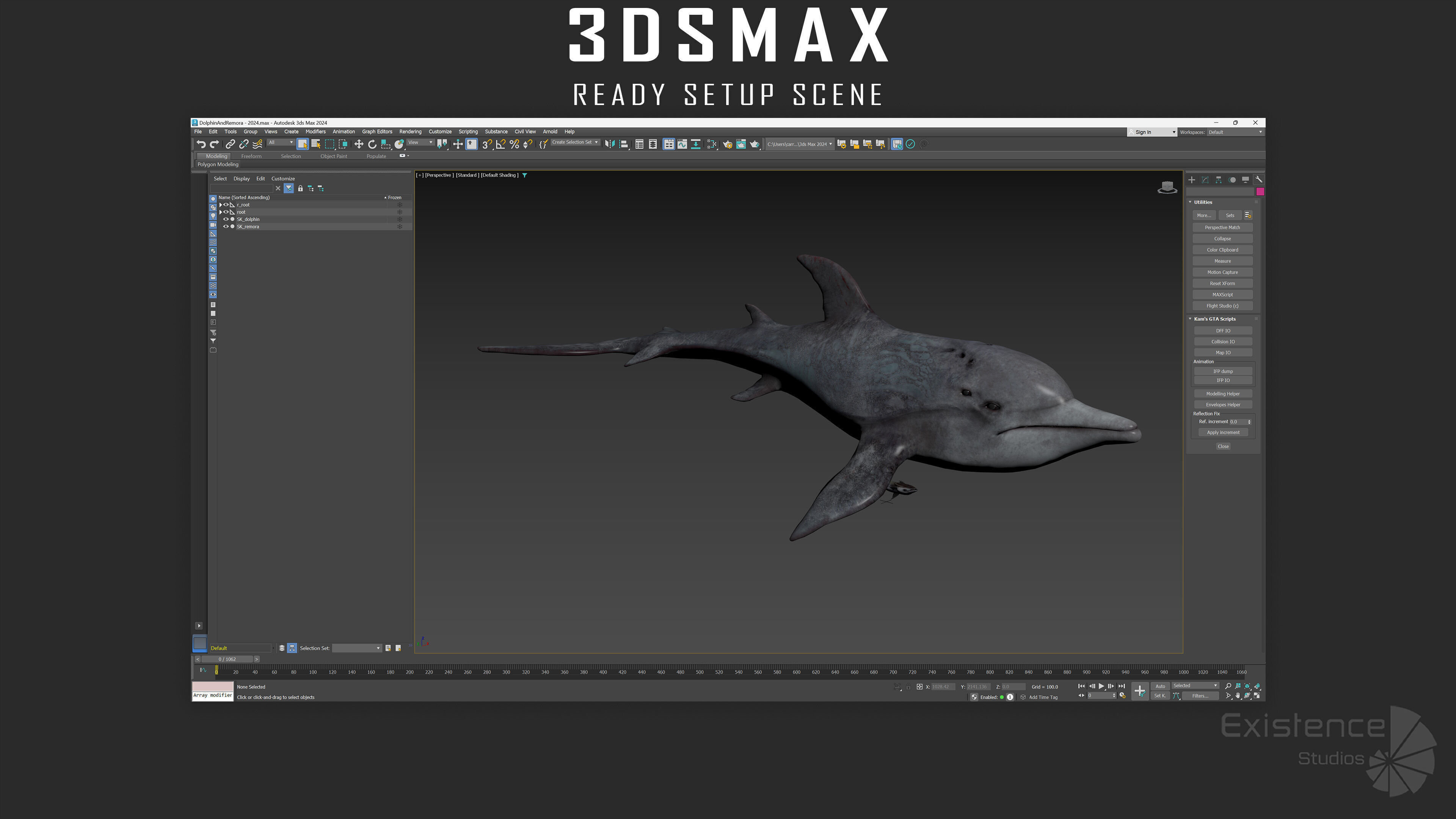 Dolphin and Remora - Realistic Animated Marine Monster - 62 Low-poly 3D model_13