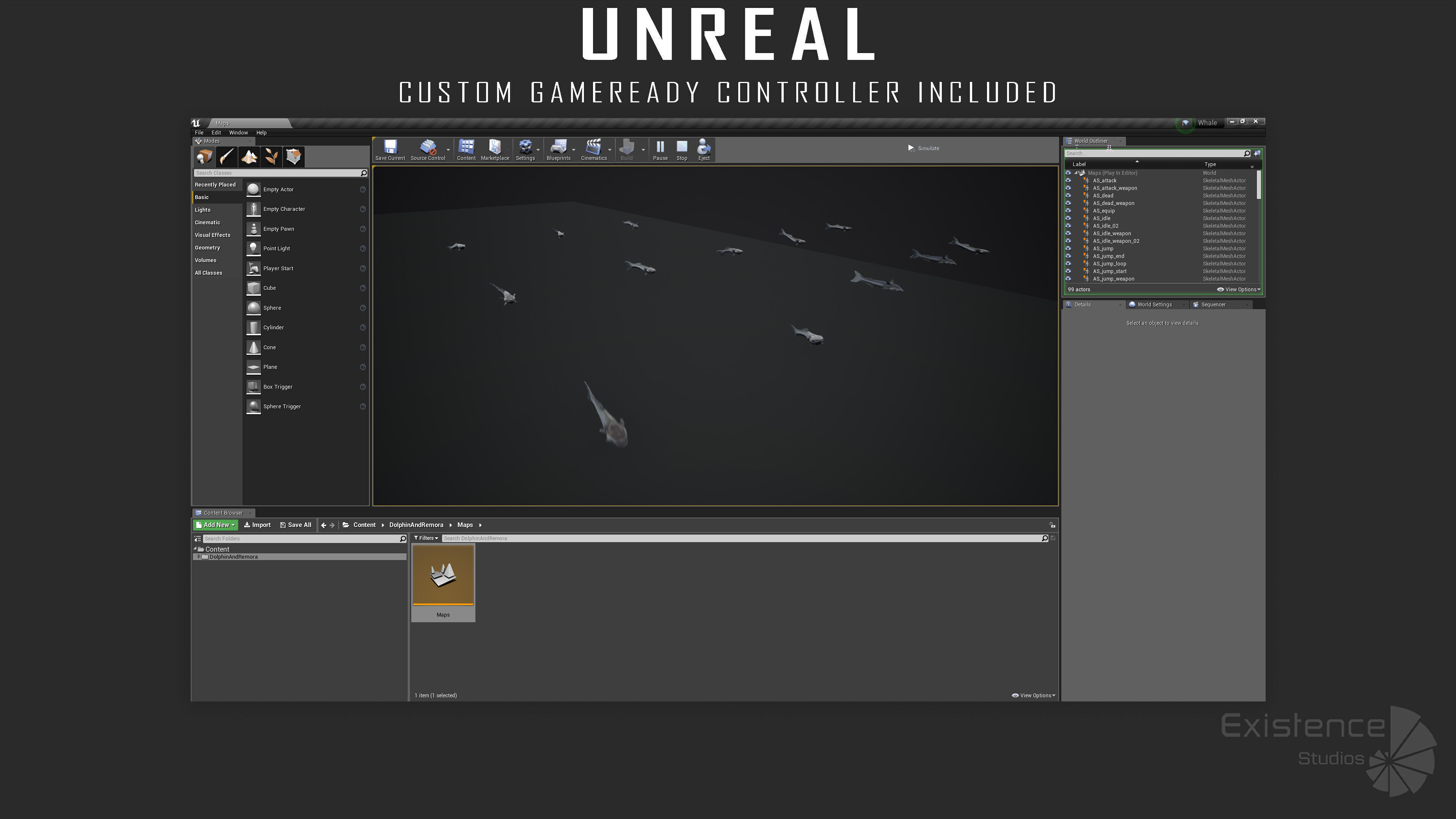 Dolphin and Remora - Realistic Animated Marine Monster - 62 Low-poly 3D model_30