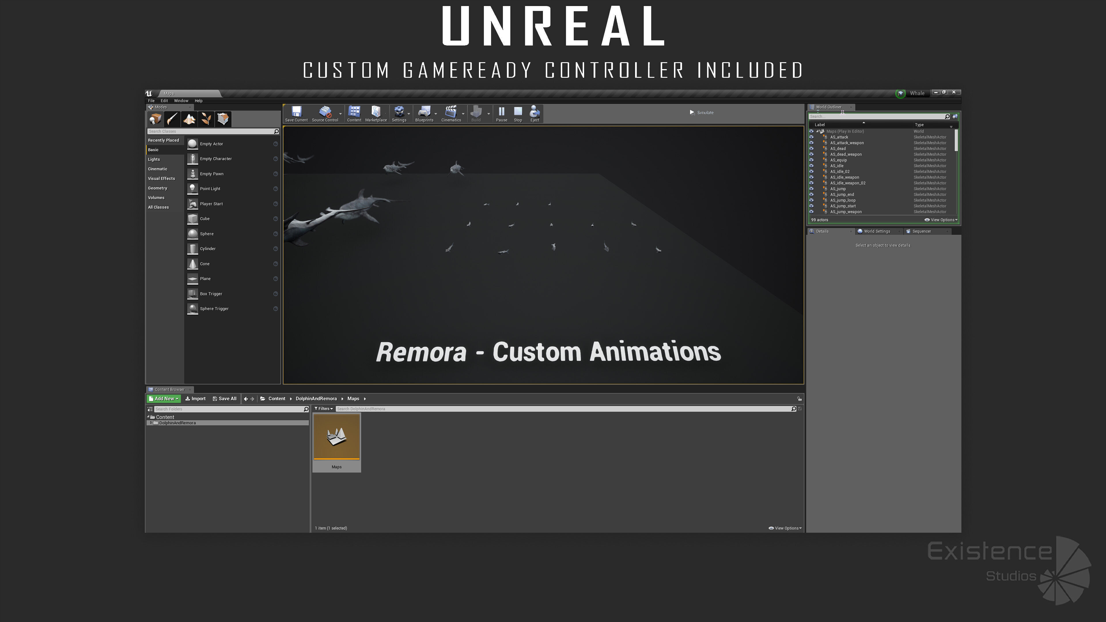 Dolphin and Remora - Realistic Animated Marine Monster - 62 Low-poly 3D model_29