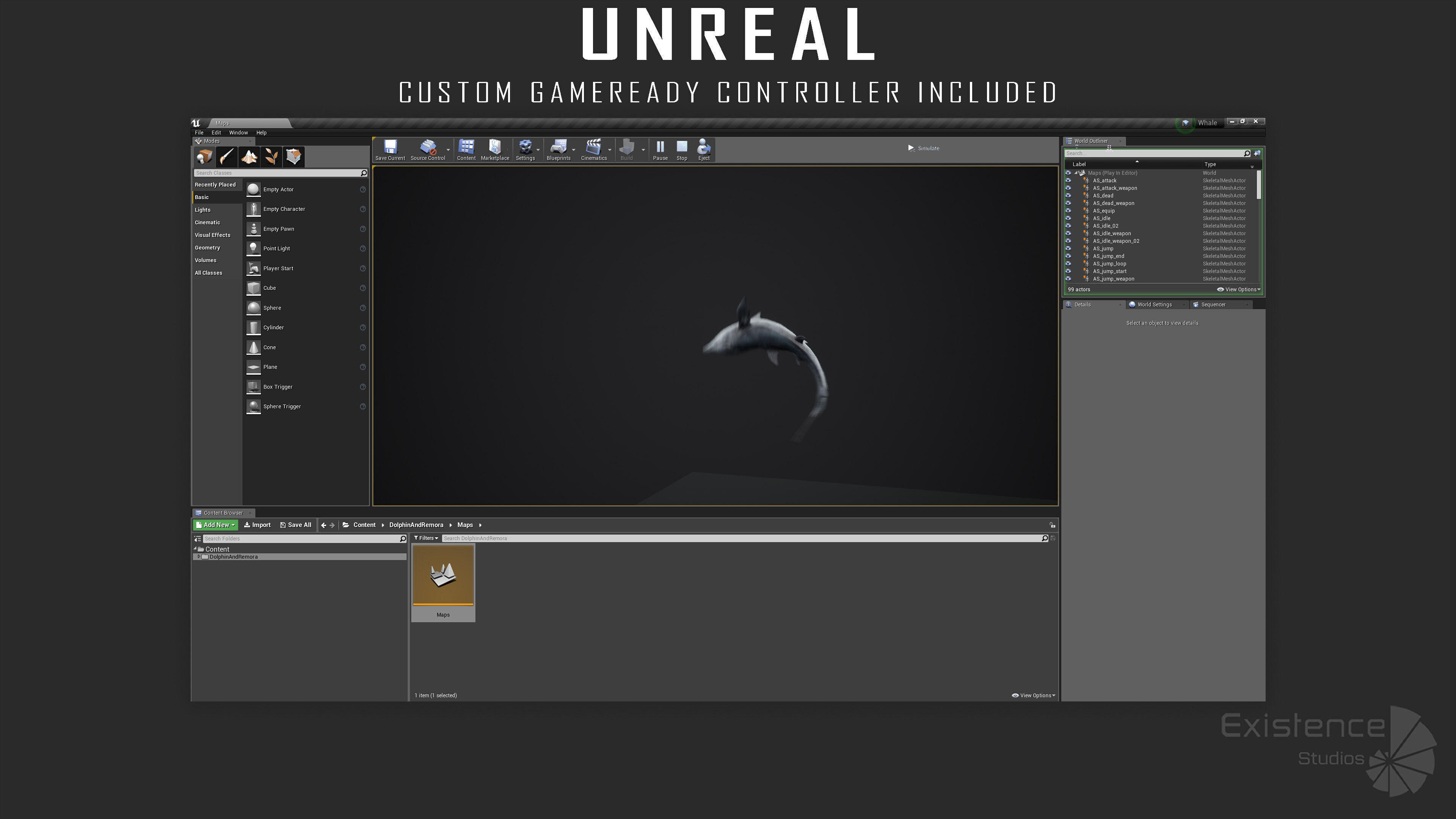 Dolphin and Remora - Realistic Animated Marine Monster - 62 Low-poly 3D model_32