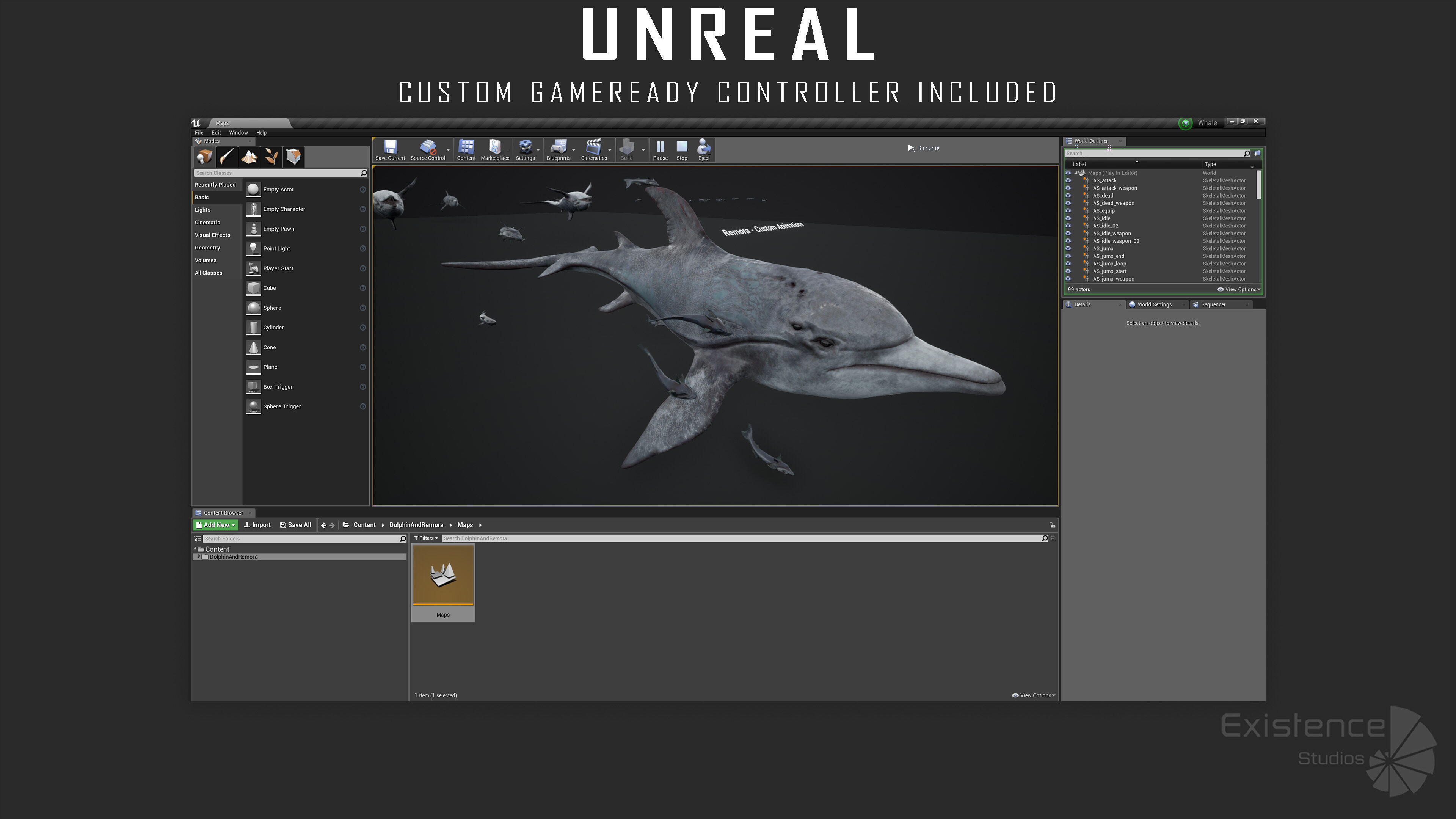 Dolphin and Remora - Realistic Animated Marine Monster - 62 Low-poly 3D model_27