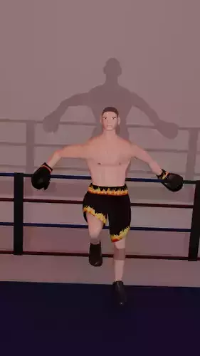 3D Boxer Character Low-Poly Optimised IK Rigged VR Game-Ready Low-poly 3D model