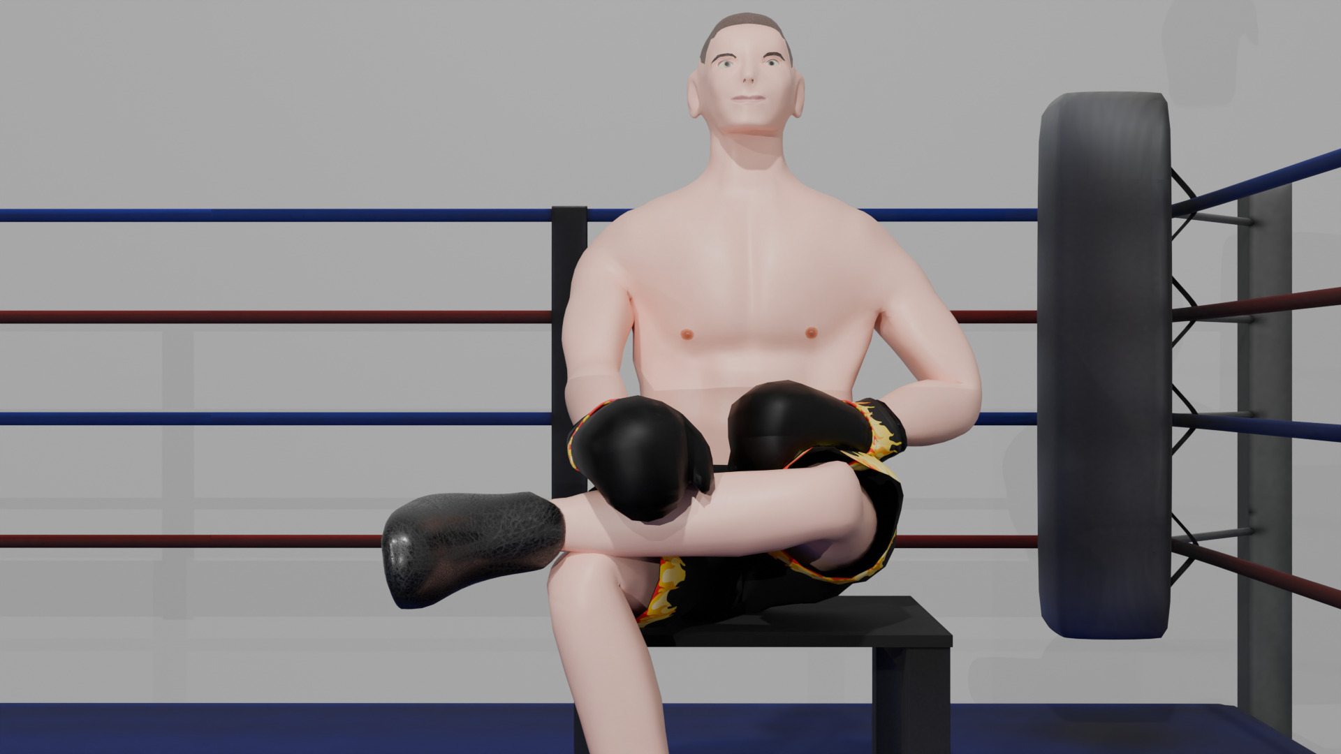 3D Boxer Character Low-Poly Optimised IK Rigged VR Game-Ready Low-poly 3D model_6