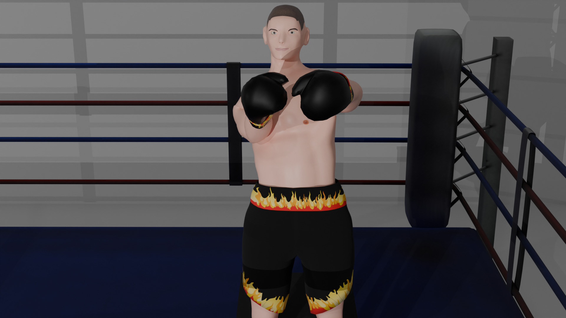3D Boxer Character Low-Poly Optimised IK Rigged VR Game-Ready Low-poly 3D model_3