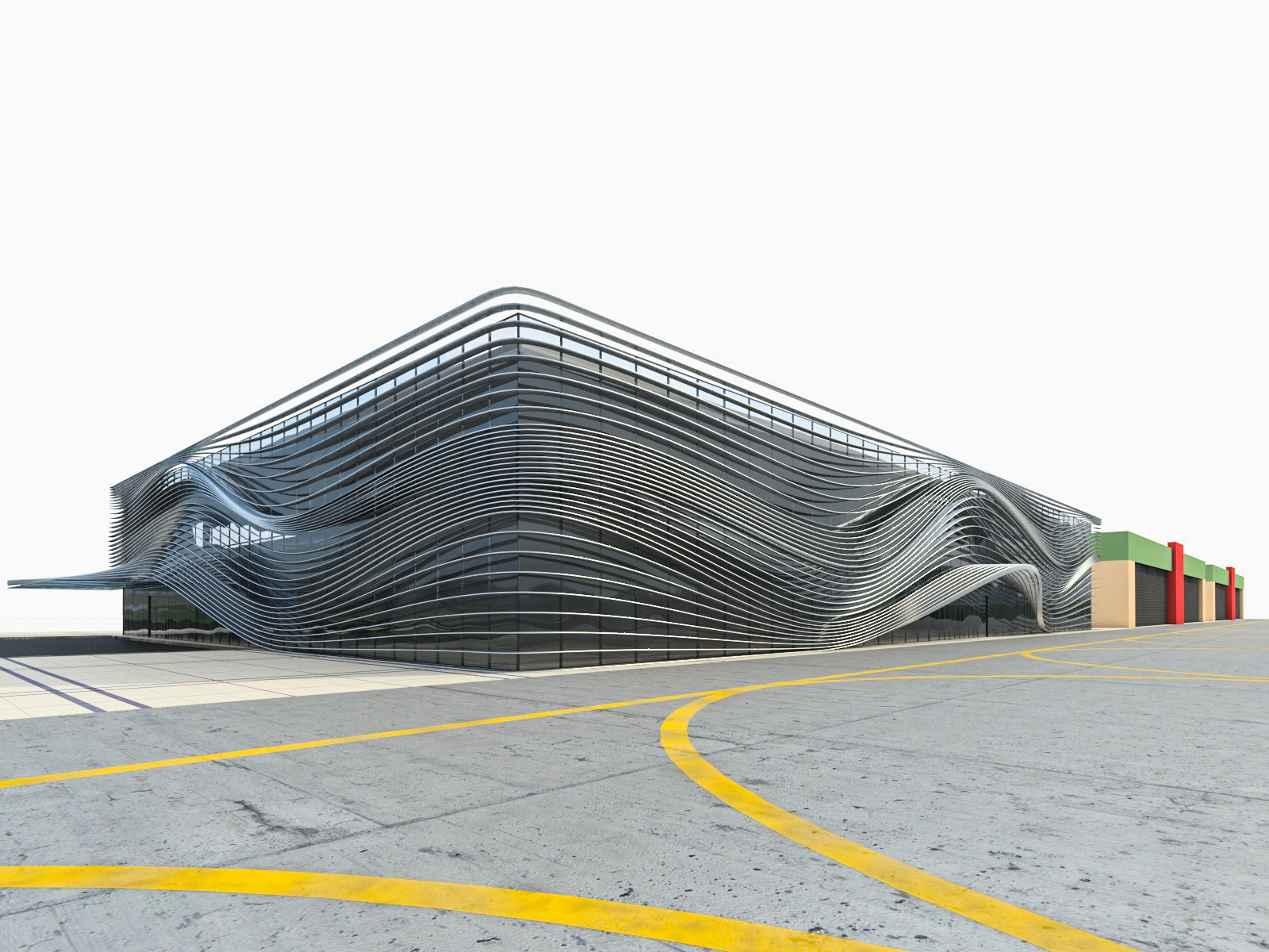 Modern Regional Airport Low-poly 3D model_1