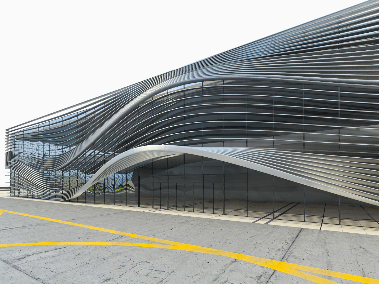 Modern Regional Airport Low-poly 3D model_3