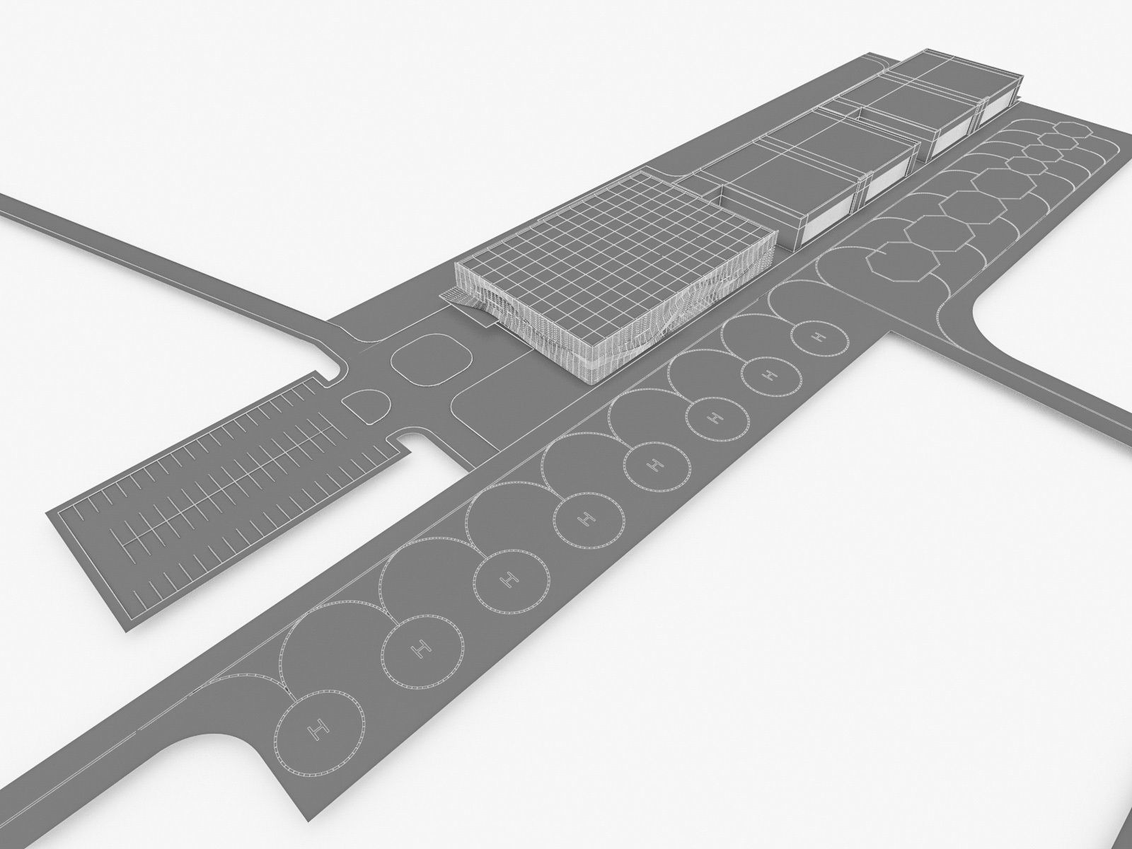 Modern Regional Airport Low-poly 3D model_5