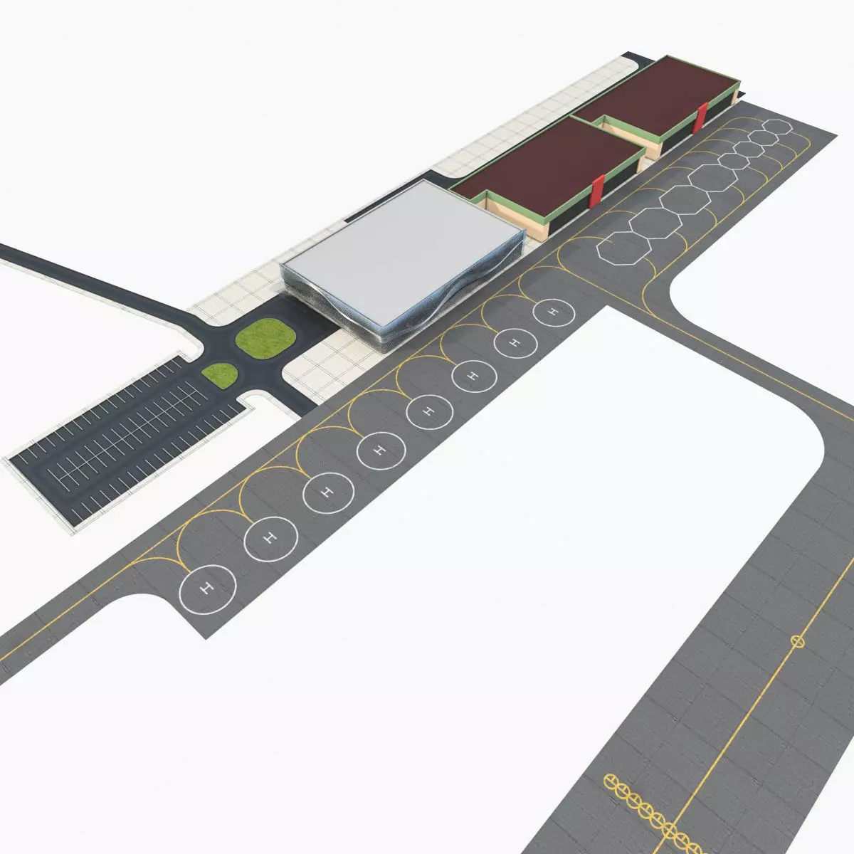 Modern Regional Airport Low-poly 3D model_0