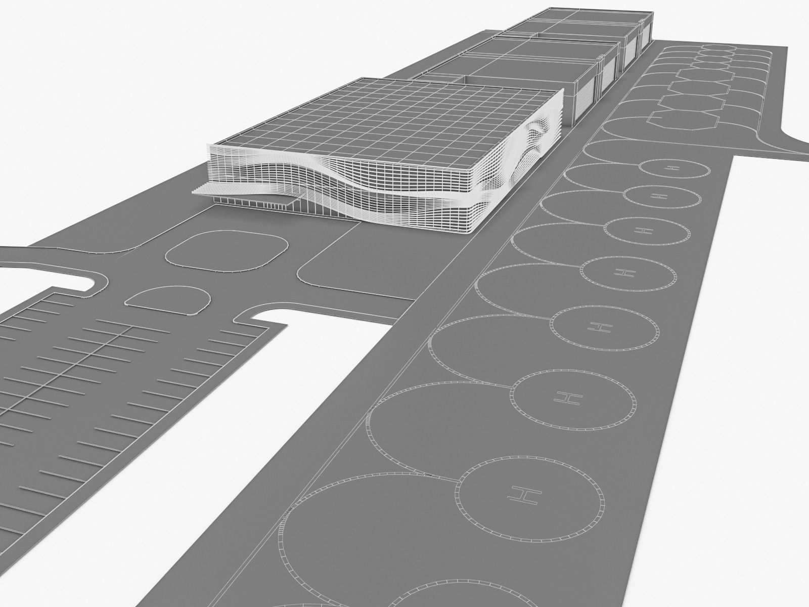 Modern Regional Airport Low-poly 3D model_7