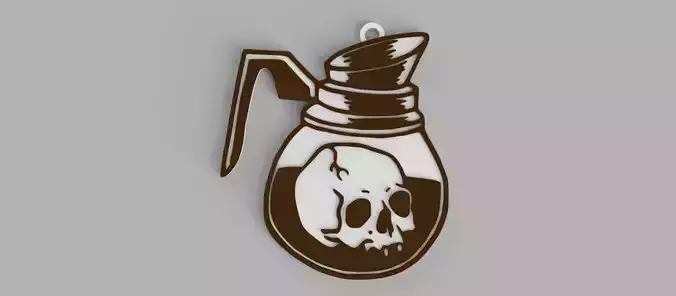 Coffee with Coffee Skull Skull Calabera keychain - pendant