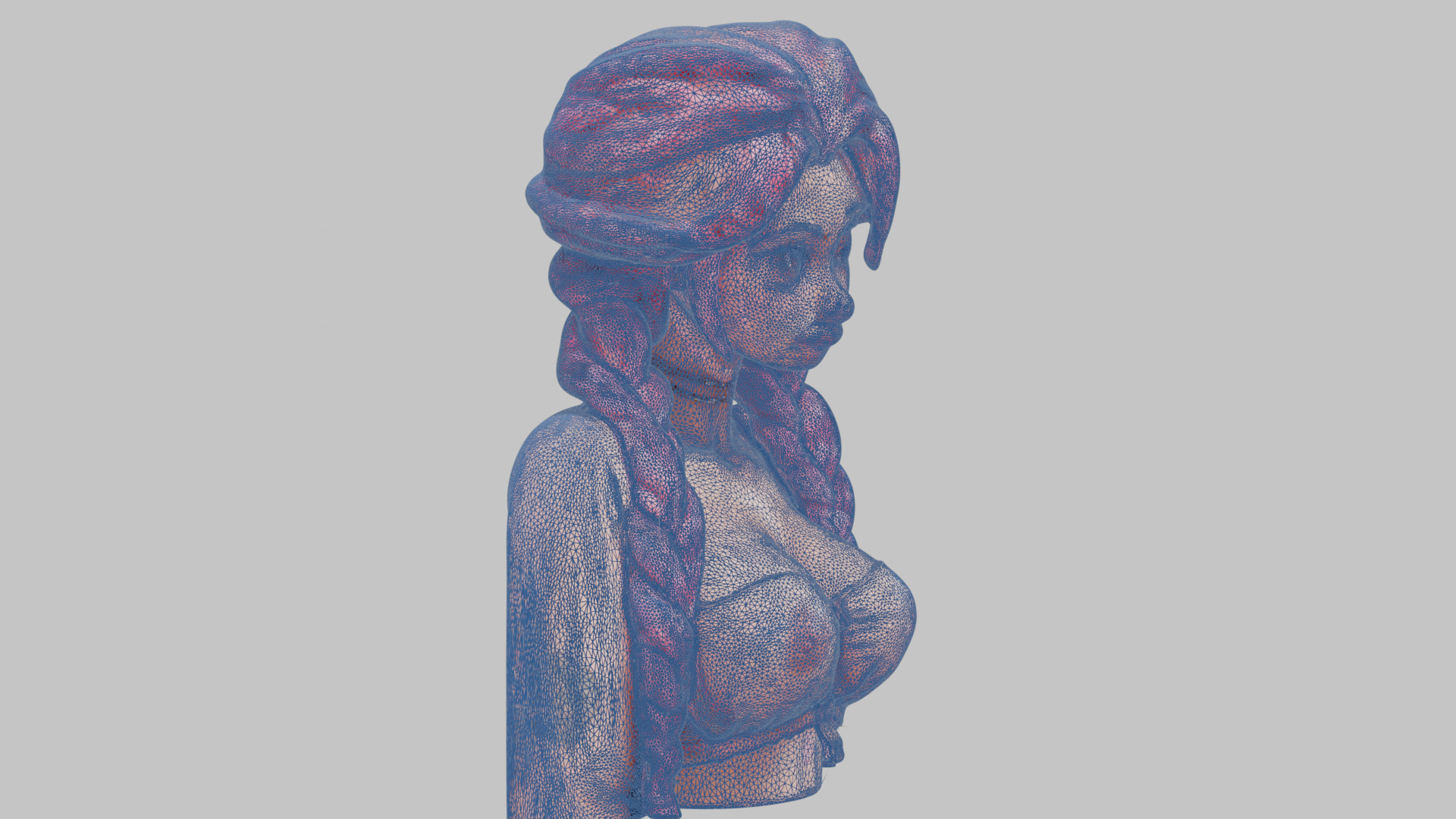 4-in-1 Gothic Anime Female Bust Collection High-Poly 3D model_32