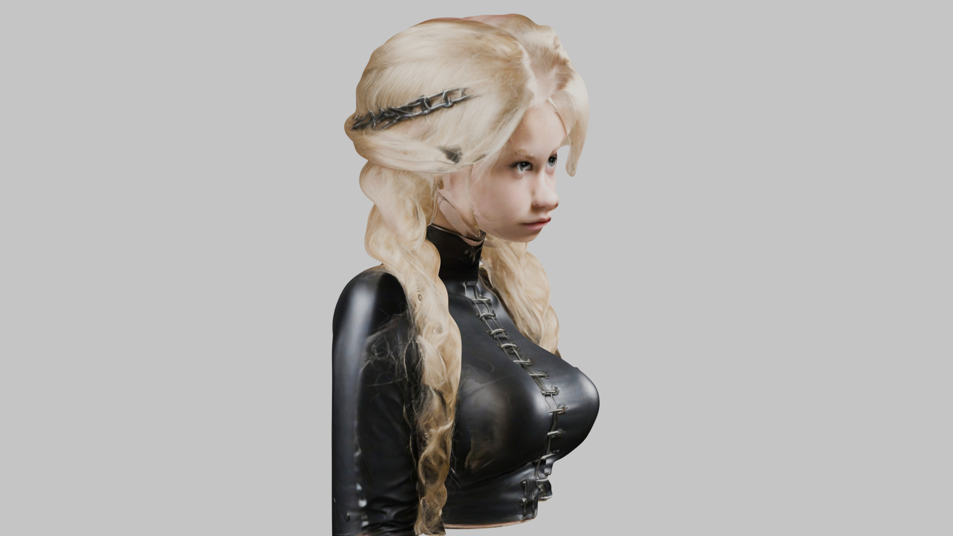 4-in-1 Gothic Anime Female Bust Collection High-Poly 3D model_20