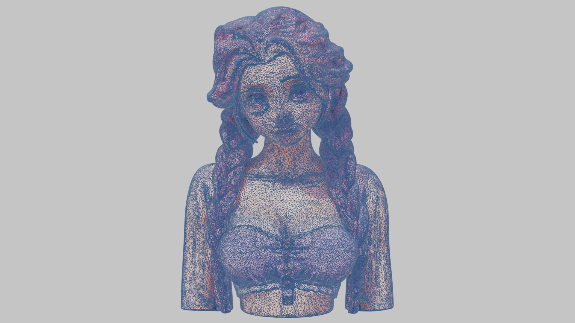 4-in-1 Gothic Anime Female Bust Collection High-Poly 3D model_25