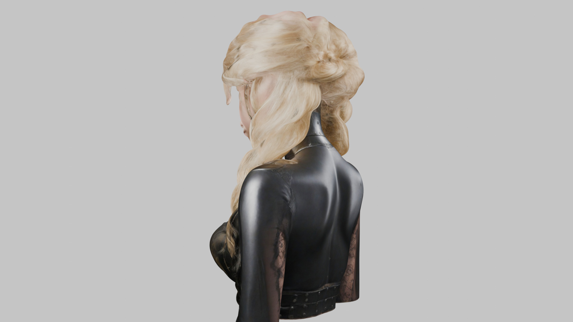 4-in-1 Gothic Anime Female Bust Collection High-Poly 3D model_23