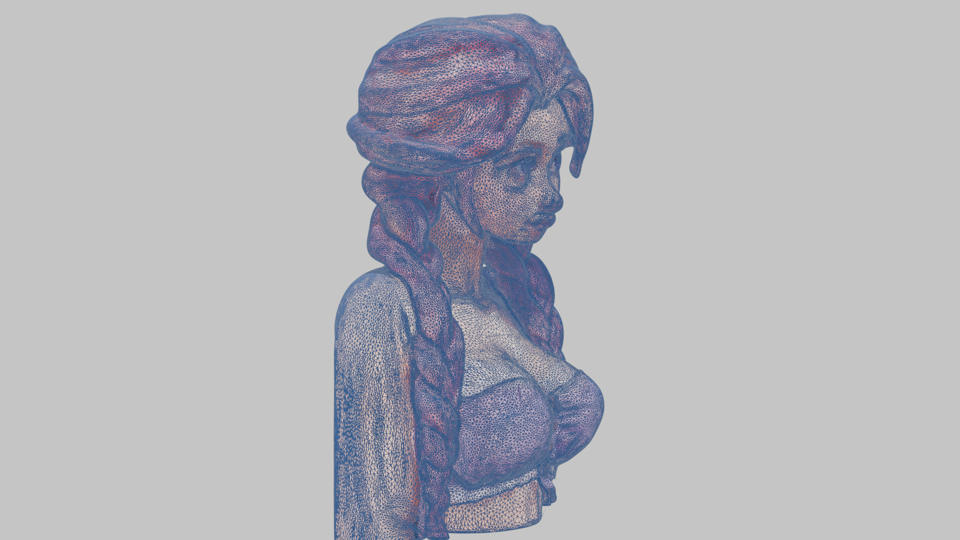 4-in-1 Gothic Anime Female Bust Collection High-Poly 3D model_26